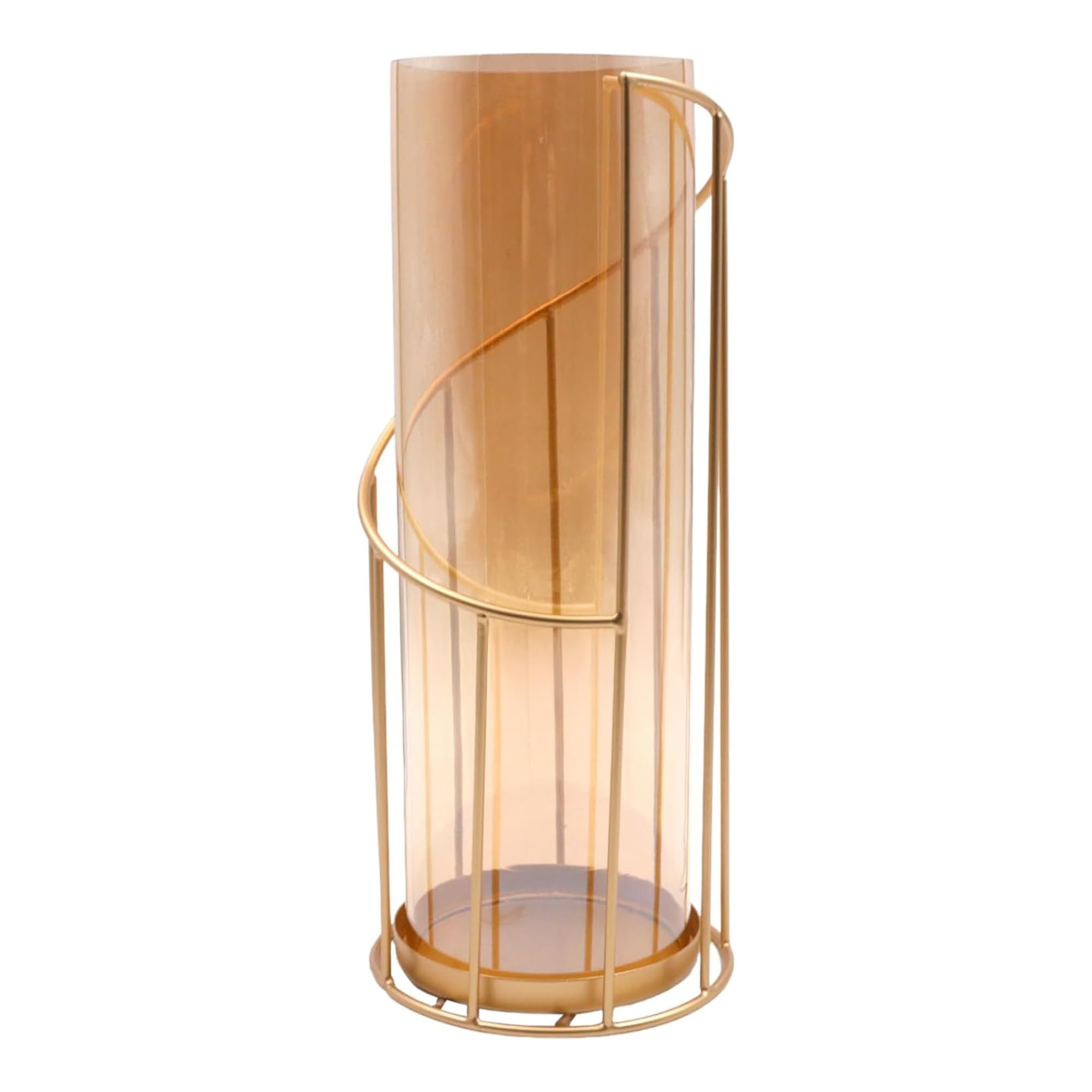 Hosley® 12In High Metal Glass Hurricane Pillar/Votive Candle Holder, Ideal Gift for Weddings, Home Office, Spa, Votive/Pillar Candle Garden