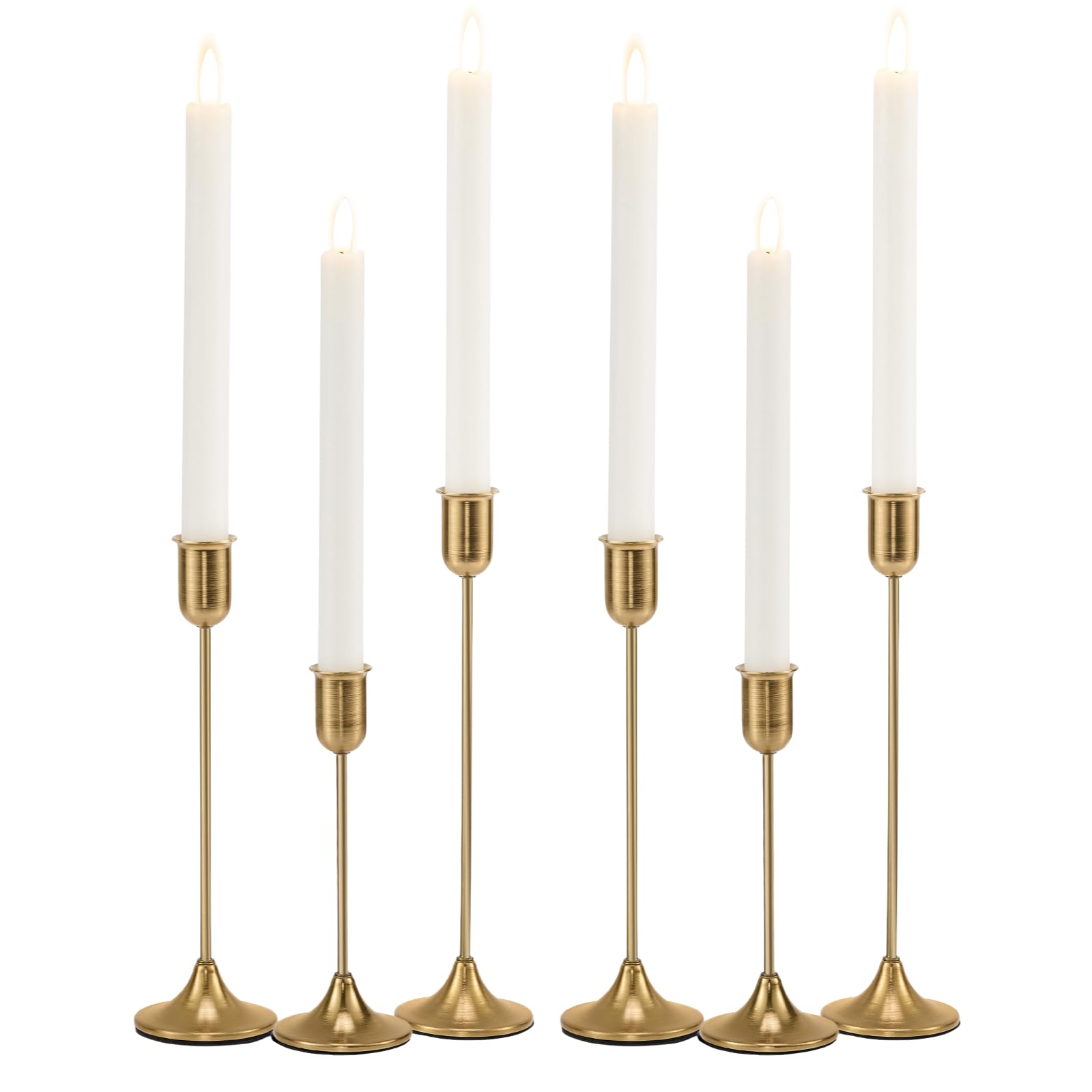 Candlestick Holders, Taper Candle Holders Set of 6, Vintage Gold Candle Sticks Holder Decor for Table Centerpiece, Fireplace Mantel, Weddings & Housewarming Décor with Gift Box
