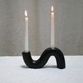 Ceramic Candle Holder, Black Taper Candlestick Holder 20x4x10cm, Modern Candle Stand for Dining Table, Living Room and Home Decor