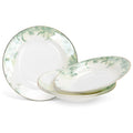 Fissman Porcelain Deep Dinner Plates Set of 4, Ø20.5cm Plate Summer Glint Series | Golden Rim | Floral Leafy Design | Scratch Resistant | Summer Vibe Elegant Tableware | Kitchen Serving Dishes