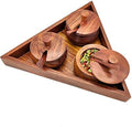 Acewood Handmade Wooden Triangular multipurpose condiment Container Spice Jar Mukhwas,Pickle jar Container Wooden Tray Set with Spoon.
