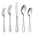 Flatware Set, E-far 20-Piece Silverware Set Stainless Steel Cutlery Sets for Kitchen Hotel Restaurant, Mirror Polished & Dishwasher Safe - Service for 4