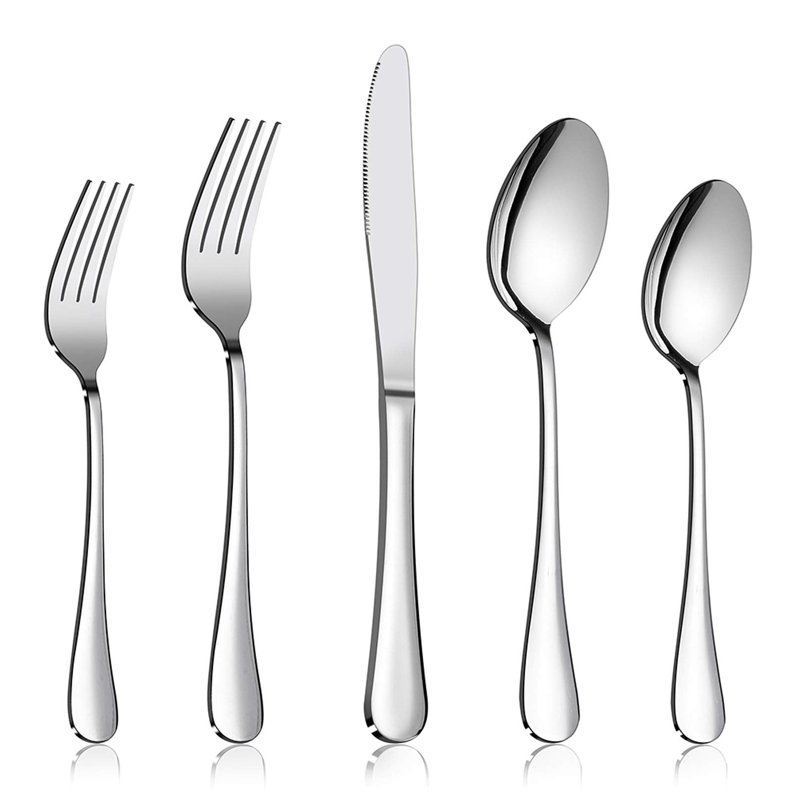 Flatware Set, E-far 20-Piece Silverware Set Stainless Steel Cutlery Sets for Kitchen Hotel Restaurant, Mirror Polished & Dishwasher Safe - Service for 4