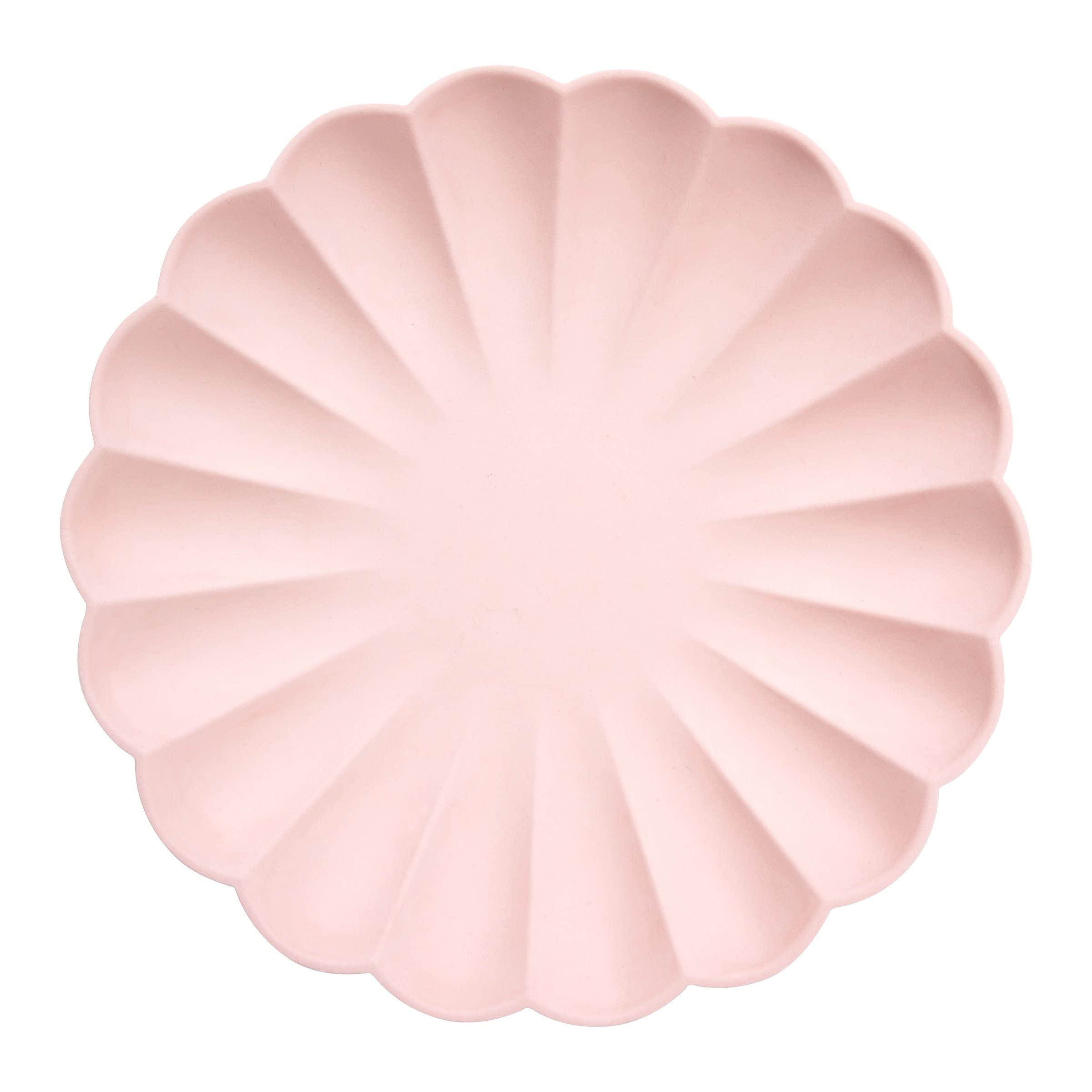 Meri Meri Pink Simply Eco Large Plates – Compostable Bamboo & Sugarcane Blend, Candy Pink Color, Pack Of 8, Eco-Friendly Partyware For Birthdays & Baby Showers