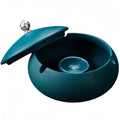 Ceramic Ashtray with Lid, for Balcony and Living Room, Modern Decorative Ashtray, Windproof and Odourproof, Diameter 12.5 cm (Black/Peacock Green) (Peacock Green)