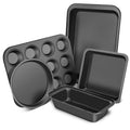 Baking Pans Set, 5 Piece Nonstick Bakeware Sets with Round/Square Cake Pan, Loaf Pan, Cookie Sheet and 12 Cups Muffin Pan, Baking Supplies Roast Pan for Oven Kitchen Cookware Sets