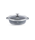 LIFE SMILE Shallow Pot with Lid | Non Stick Granite Coating Frying Pan | Oven Safe | 100% PFOA FREE | Double Handle (24 CM (2.1 Liters), Blue)