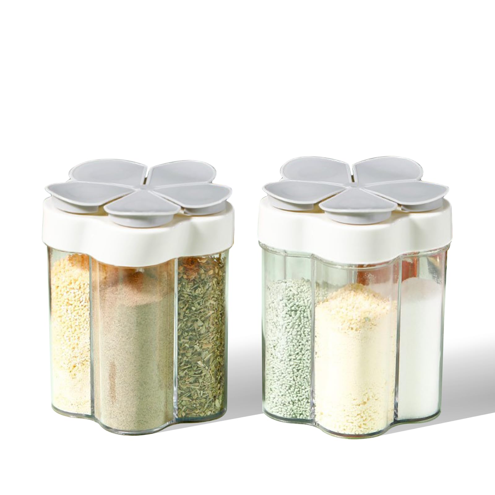 2pcs Travel Spice Container ?5 in 1Portable Camping Seasoning Shaker?Clear Plastic Condiment Bottle for Travel?Camper, Hiking, BBQ, Picnicn.