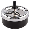ONE250 Round Push Down Stainless Steel Modern Tabletop Cigarette Ashtray with Spinning Tray, Cigarette Ashtray for Indoor or Outdoor Use, Ash Holder for Smokers, Smoking Ash Tray for Home Office