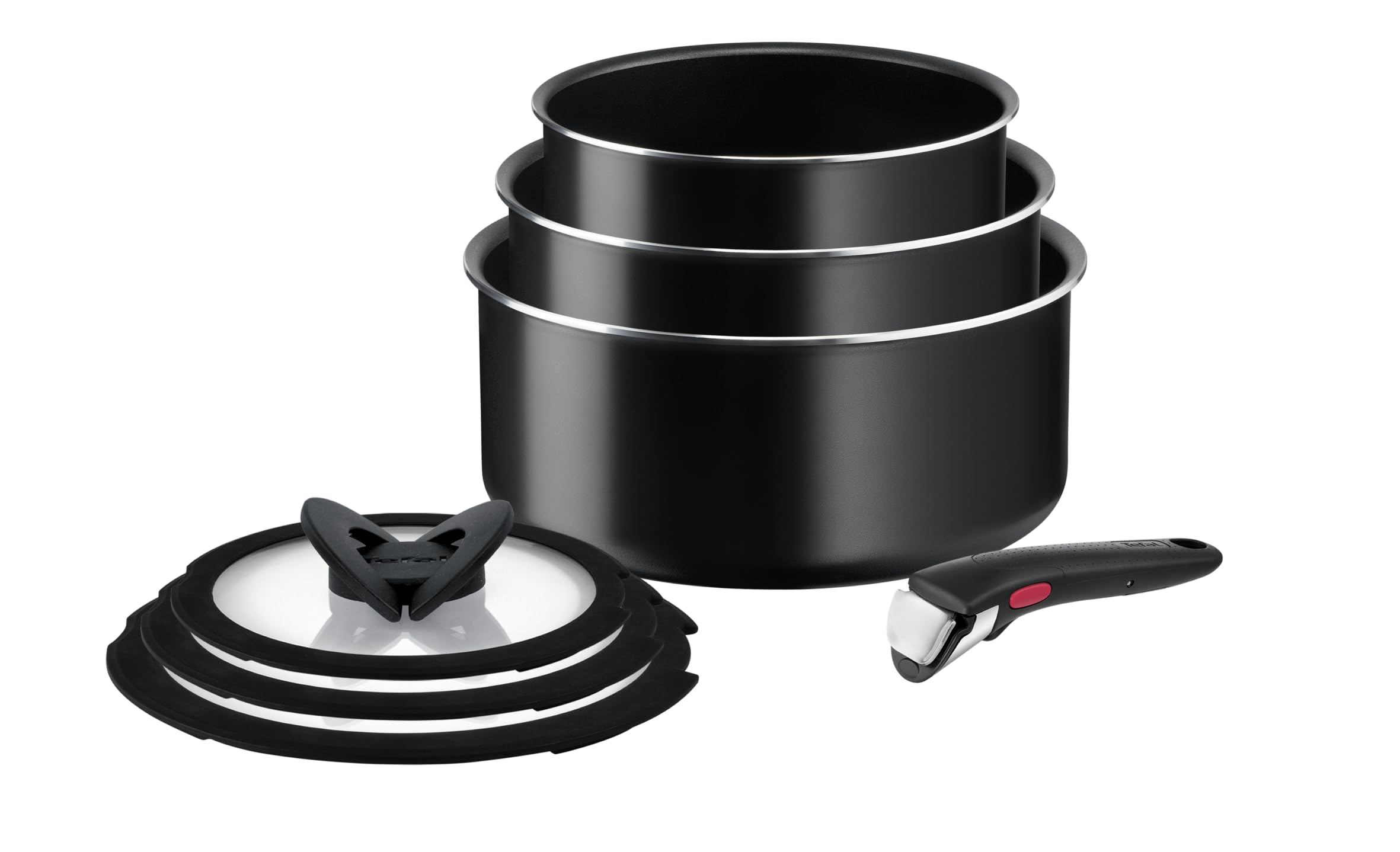 TEFAL Cooking Set | Ingenio Easy On 7-piece Stackable cookware set with a removable handle | Non-Stick Coating | Heat Indicator | Healthy Cooking | Safe | Made in France | 2 Years Warranty | L1599602
