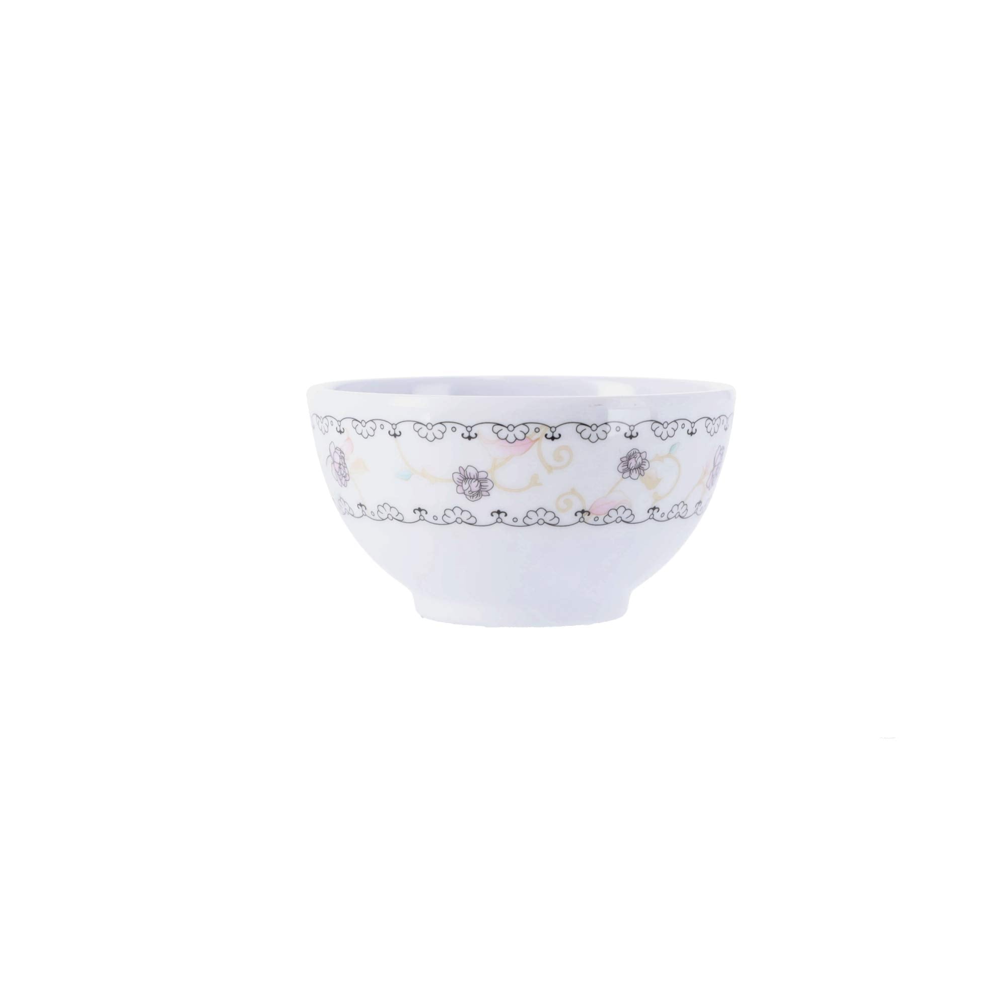 Royalford Rf1080-Rb3.5 3.5" Melamine Rice Bowl - Portable, Lightweight Breakfast Cereal Dessert Serving | Ideal For Rice, Pasta, Deserts, Icecream & More White Black