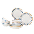 8-Piece Blue and White Ceramic Dinnerware Set - Includes 4x 8.1-Inch Plates, 4x 5.7-Inch Bowls | Microwave & Dishwasher Safe | Modern Tableware for Stylish Dining