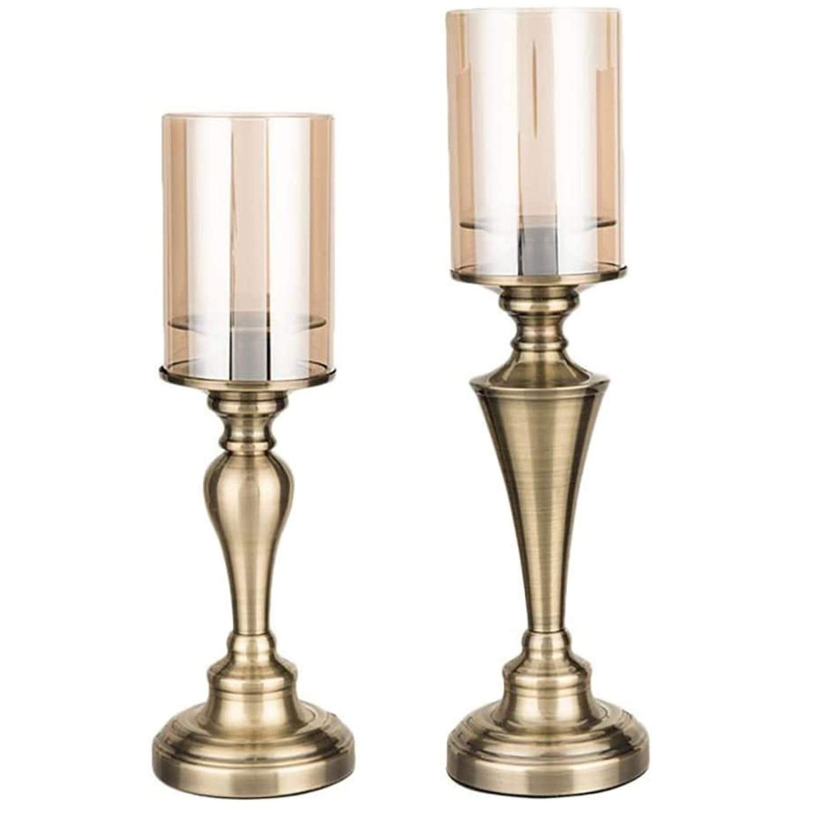OFAY Hurricane Candle Holders for Pillar Candles, Pillar Candle Holders Set of 2, Table Centerpieces,Ideal for 3'' Pillar Candles And LED Candles, Metal Base with Hurricane Glass Cover