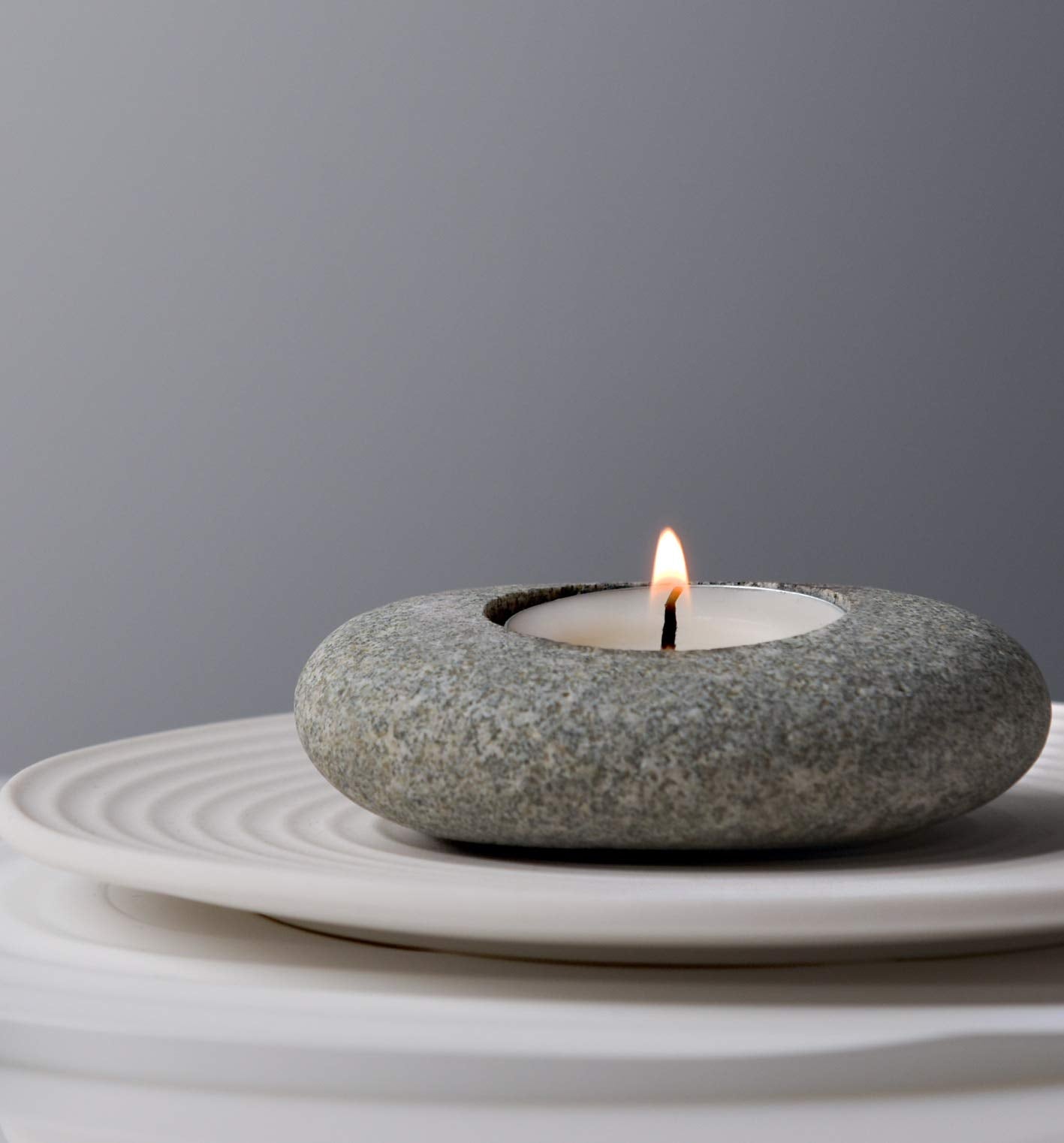 Handmade Pebble Tea Light Candle Holder Handcrafted Tealight Holder for Zen Garden, Altar, Mantle, Desk, Table, Shelf
