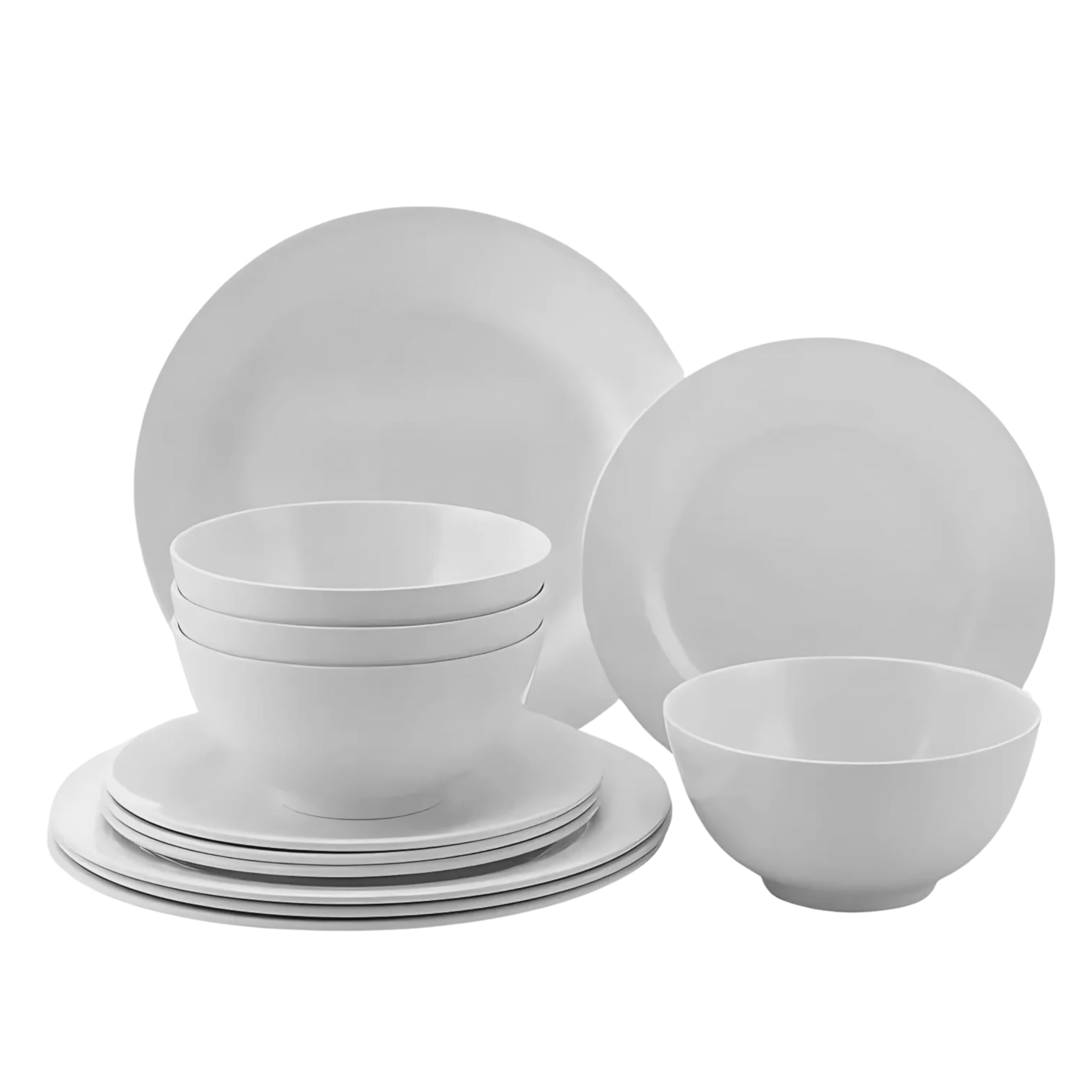 FEELINGS STONEWARE CERAMIC 12 PCS DINNER SET | Durable Tableware for Family Meals | Includes Dinner Plates, Bowls, and Mugs | Stylish Design for Everyday Use (WHITE 2)