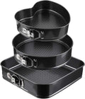 Yanek 3-Piece Springform Cake Pan Set – Includes Square, Heart, & Round Molds Non-Stick, & Leakproof, Easy release – For Baking Cakes Tarts & Desserts – Durable Bakeware for Home & Professional Use