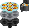 3PCS Silicone Air Fryer Muffin Pan for Baking, 7 Cavity Air Fryer Silicone Cupcake Pans, Non Stick Food Grade Muffin Tins Baking Cups for Air Fryer, Oven, Instant Pot