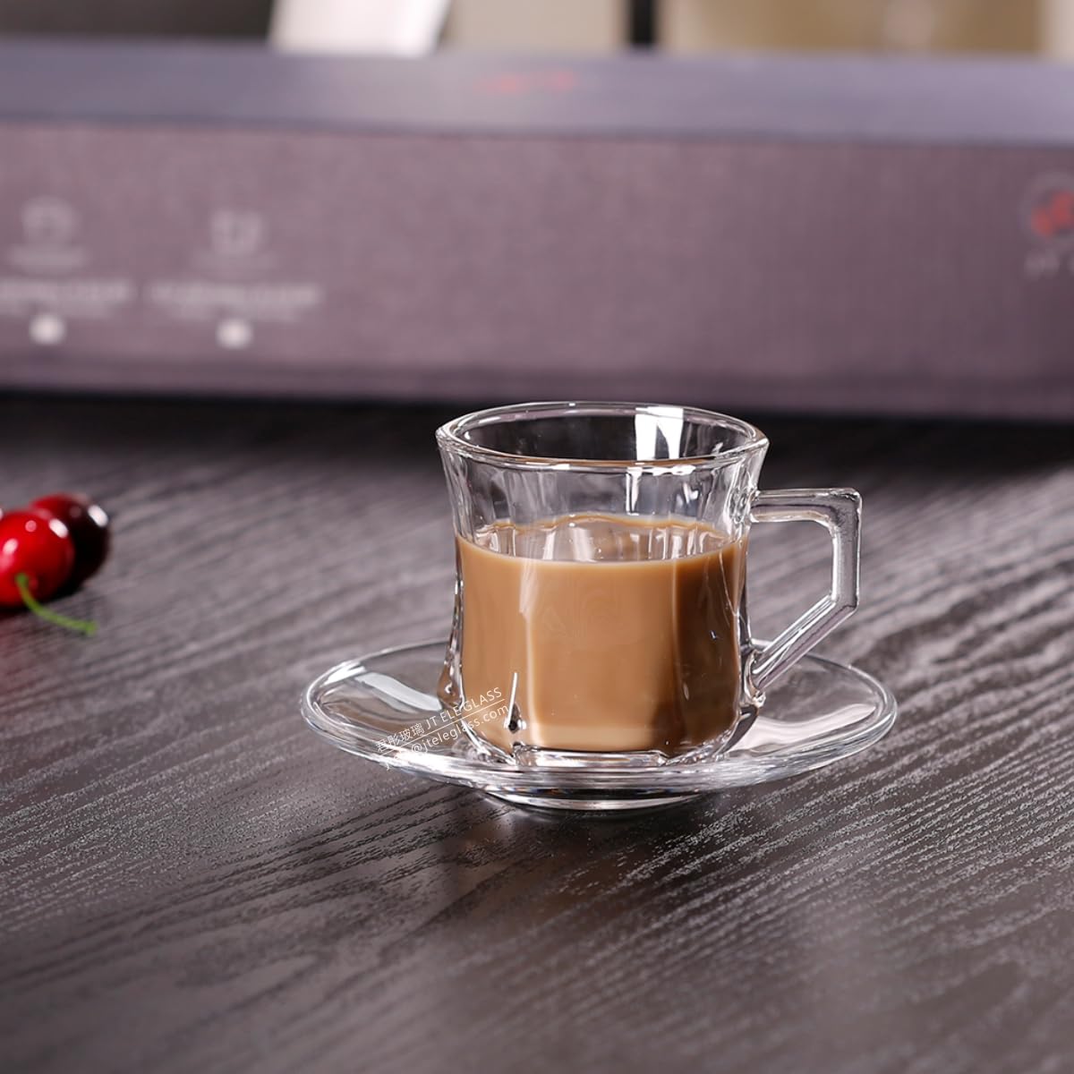JT Glass Set of 12PCS Includes 6pcs Expresso Coffee Cup Strong Tea Mug 5.7 OZ and 6 pcs Saucer Set Tableware Kitchenware Transparent Clear Glass Petra Design