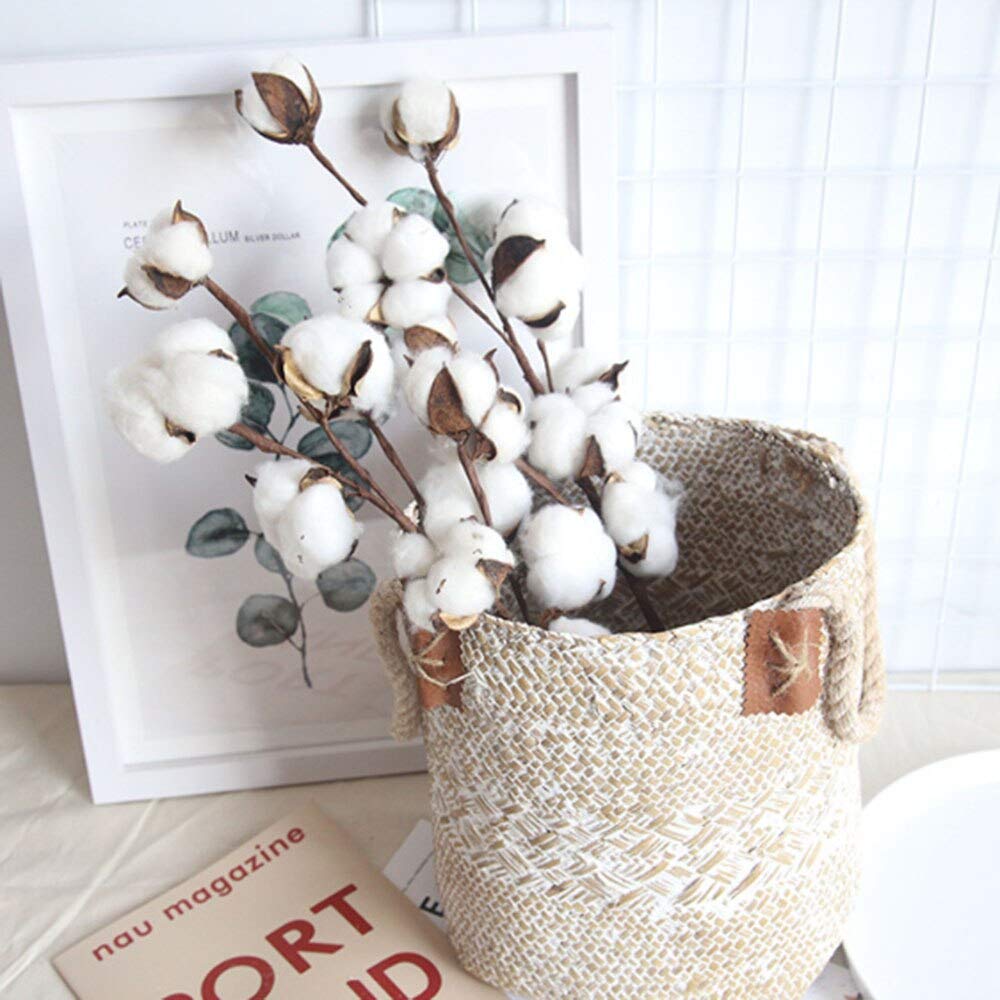 Dried flowers10 Head Dried Flower Long Branch Cotton Simulation Cotton Tree Branch Decor Artificial Flowers for Home Party Office Wedding