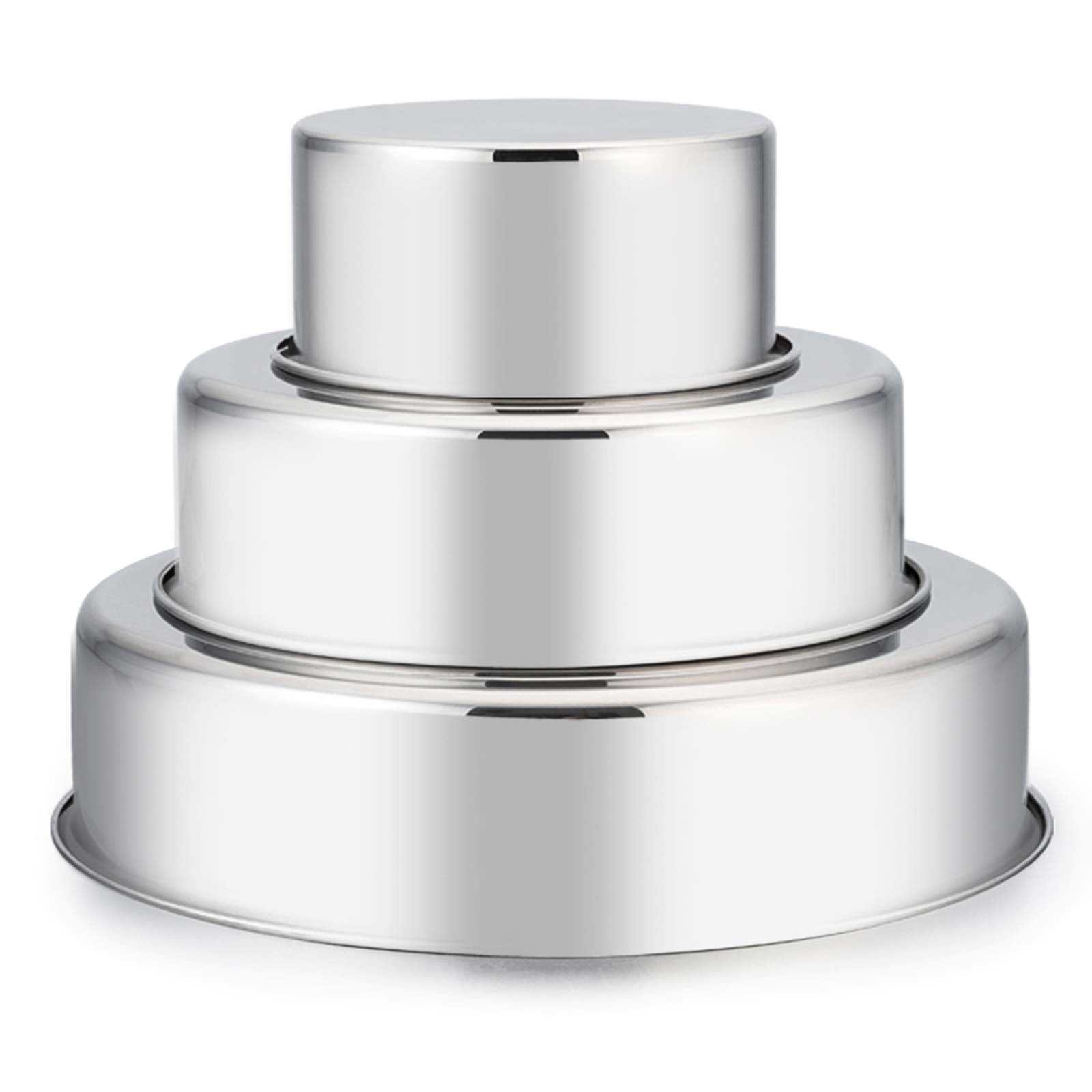 E-far Cake Pan Set of 3 (4 inch/6 inch/8 inch), Stainless Steel Round Layer Cake Baking Pans, Perfect for Tier Smash Cake, Non-Toxic & Healthy, Mirror Finish & Dishwasher Safe