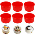 Silicone Cake Mold Baking Pan Round 4 Inch Non-Stick Bakeware Pan Reusable Cake Pan, Red, Set of 6