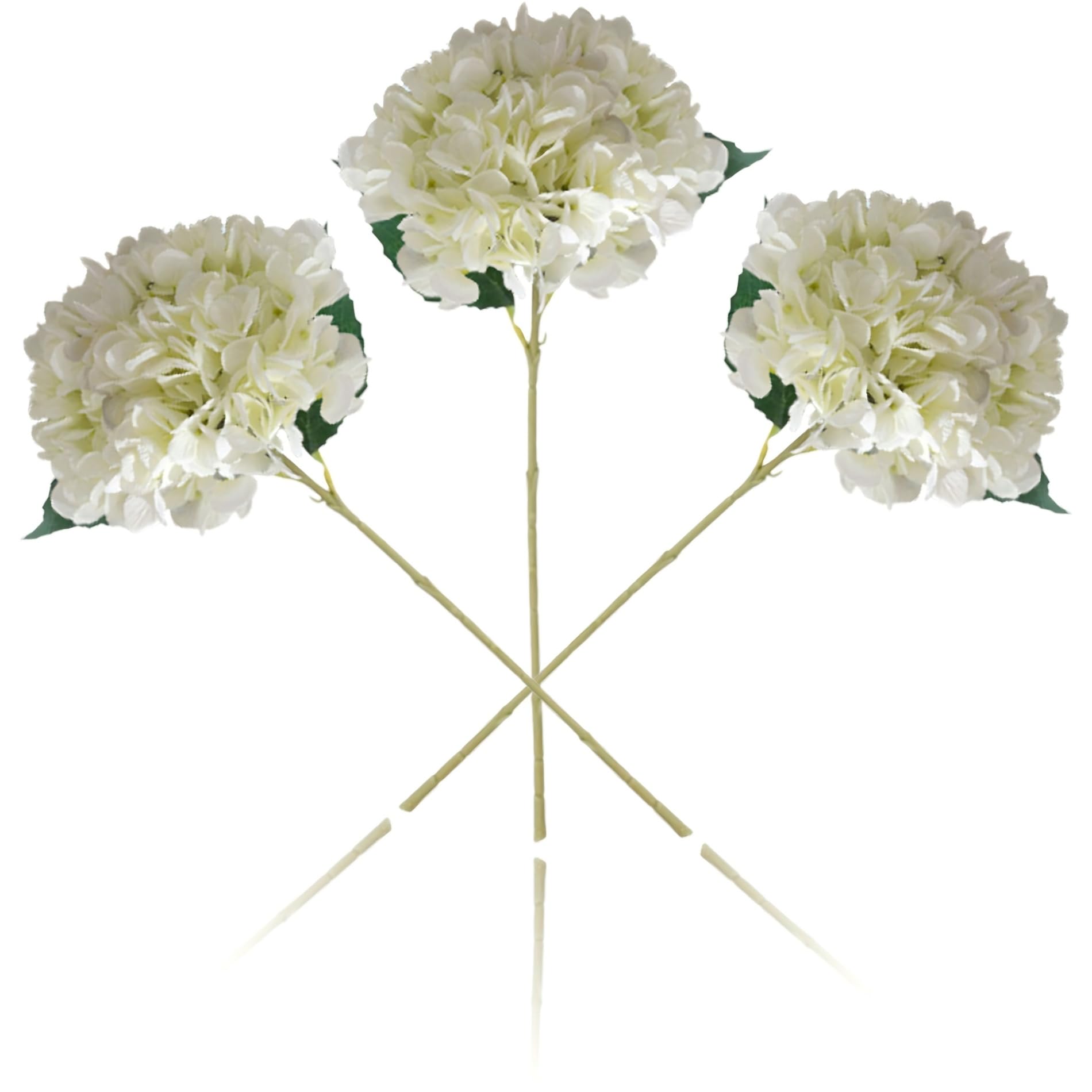 3 Pcs Artificial Hydrangea Bouquets, White Faux Cloth Flowers for Home Decor, Wedding Centerpieces, Party Table Arrangements, Lifelike Floral Stems (vases not included)
