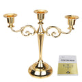 WEISIPU Wispun 3 Arms Candle Holder Metal Pillar Candle Stick Wedding Event Candelabra Gold