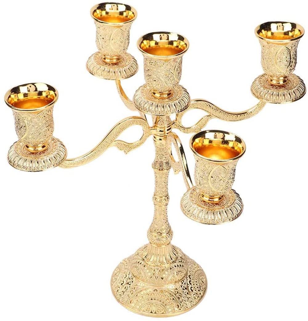 European Style Golden Iron Candle Holder Romantic Creativity Table Art Ornaments Home Dining Table Candlelight Dinner Candle Holder