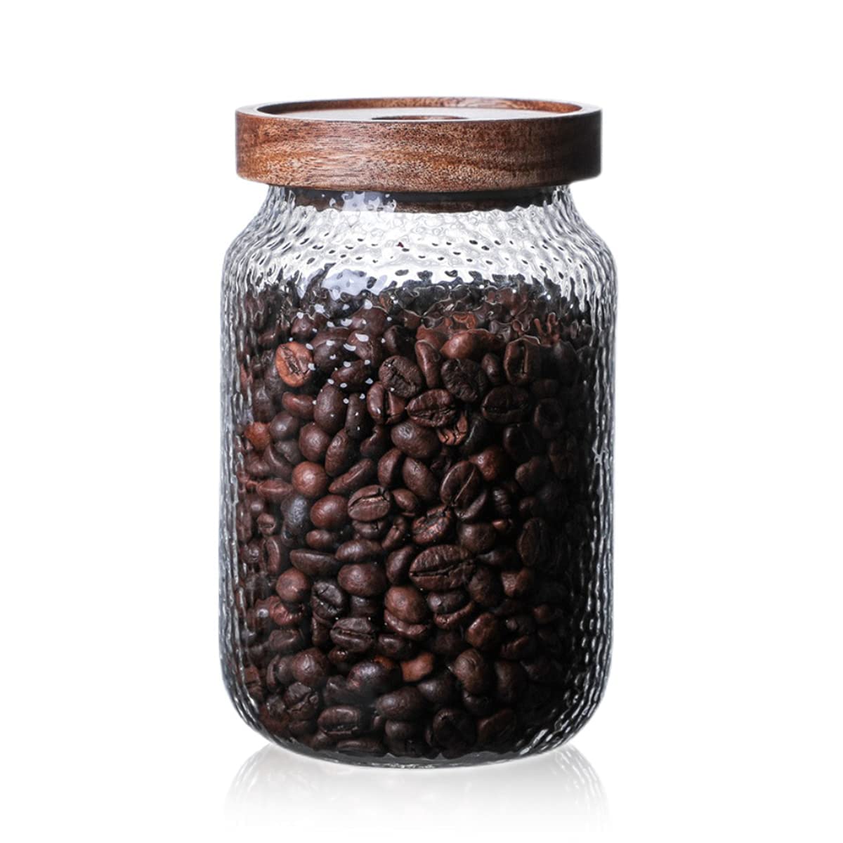 Spice Jar, Glass Storage Jar, Food Storage Container Airtight Food Jars with Bamboo Wooden Lid, Kitchen Canisters For Tea, Coffee Bean, Sugar, Candy, Cookie, Spice, Cereal Dispenser (700ml, 24ounce)