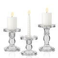 Candlestick Holders 3 Pieces Crystal Clear Candle Holders with Elegant Design for Pillar Taper Candle and Tea Light, Home Table Living Room Wedding Party Decorations Home Décor