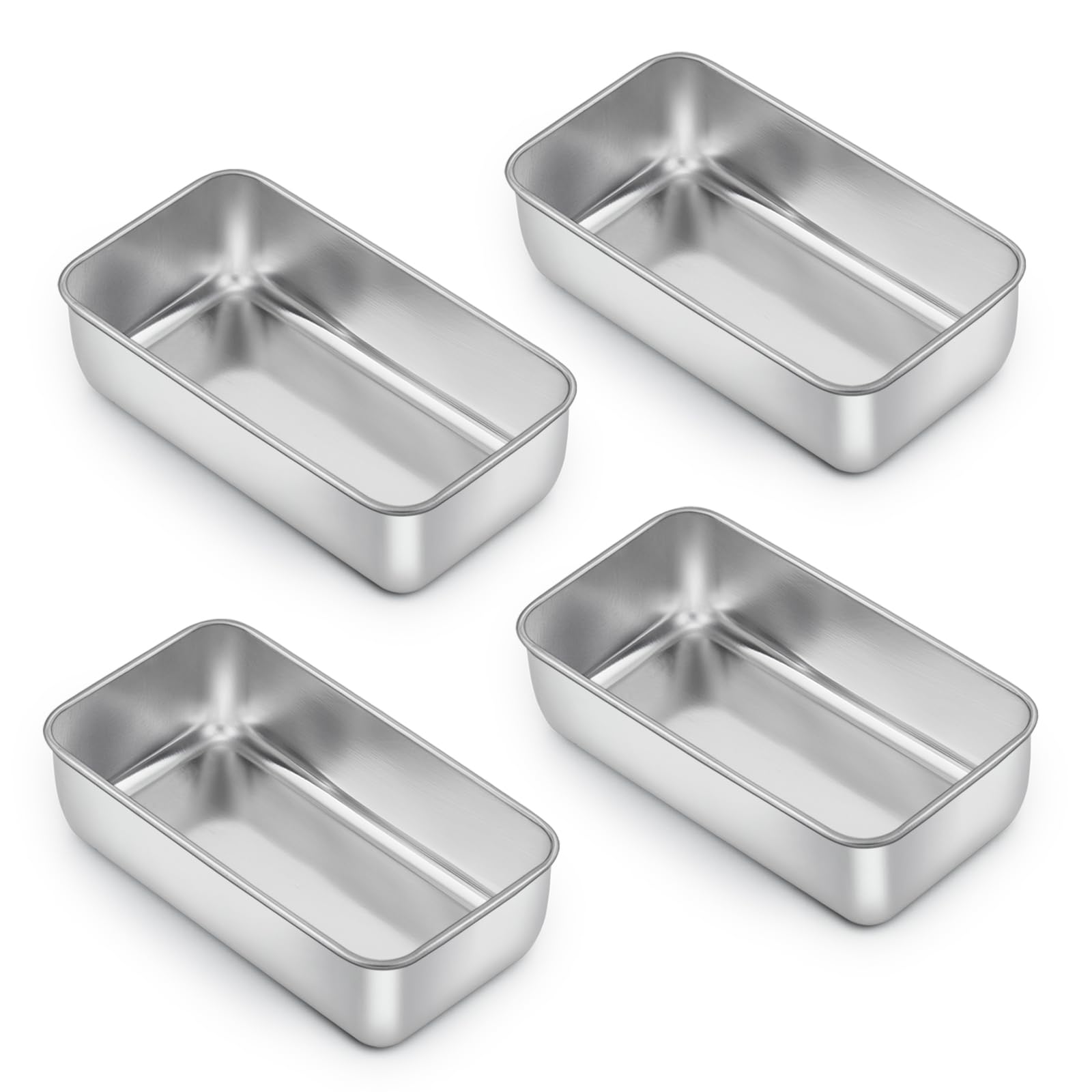 E-far Loaf Pan Set of 4, 9x5 Inch Stainless Steel Bread Loaf Pan, Metal Bakeware for Baking Bread Cake Meatloaf Brownies, Healthy & Non Toxic, Easy Release & Dishwasher Safe