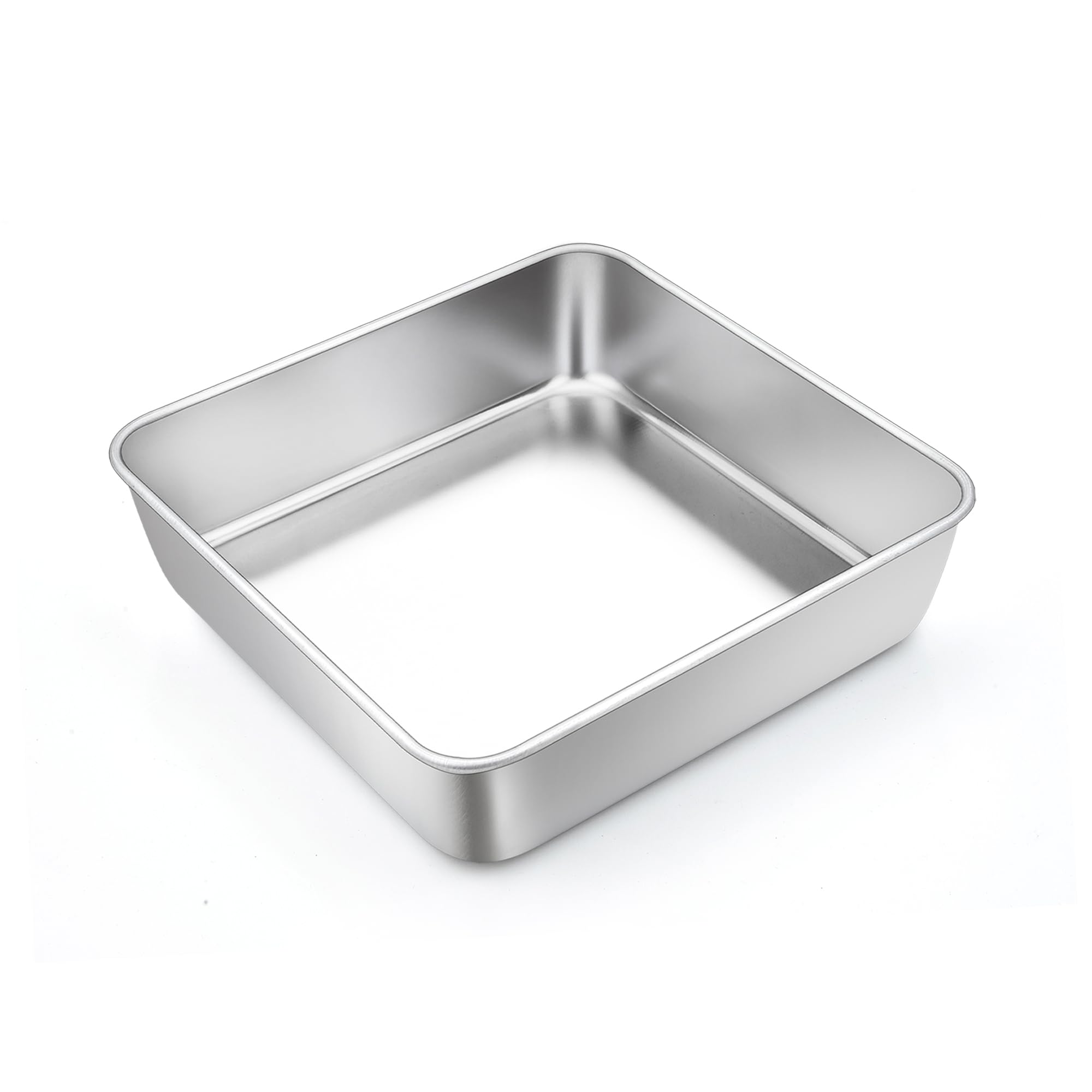 TeamFar Square Cake Pan 6 Inch, Stainless Steel Mini Square Baking Pan for Cake Brownie, Healthy &Durable, One Piece Mold & Smooth Edge, Dishwasher Safe & Easy Clean