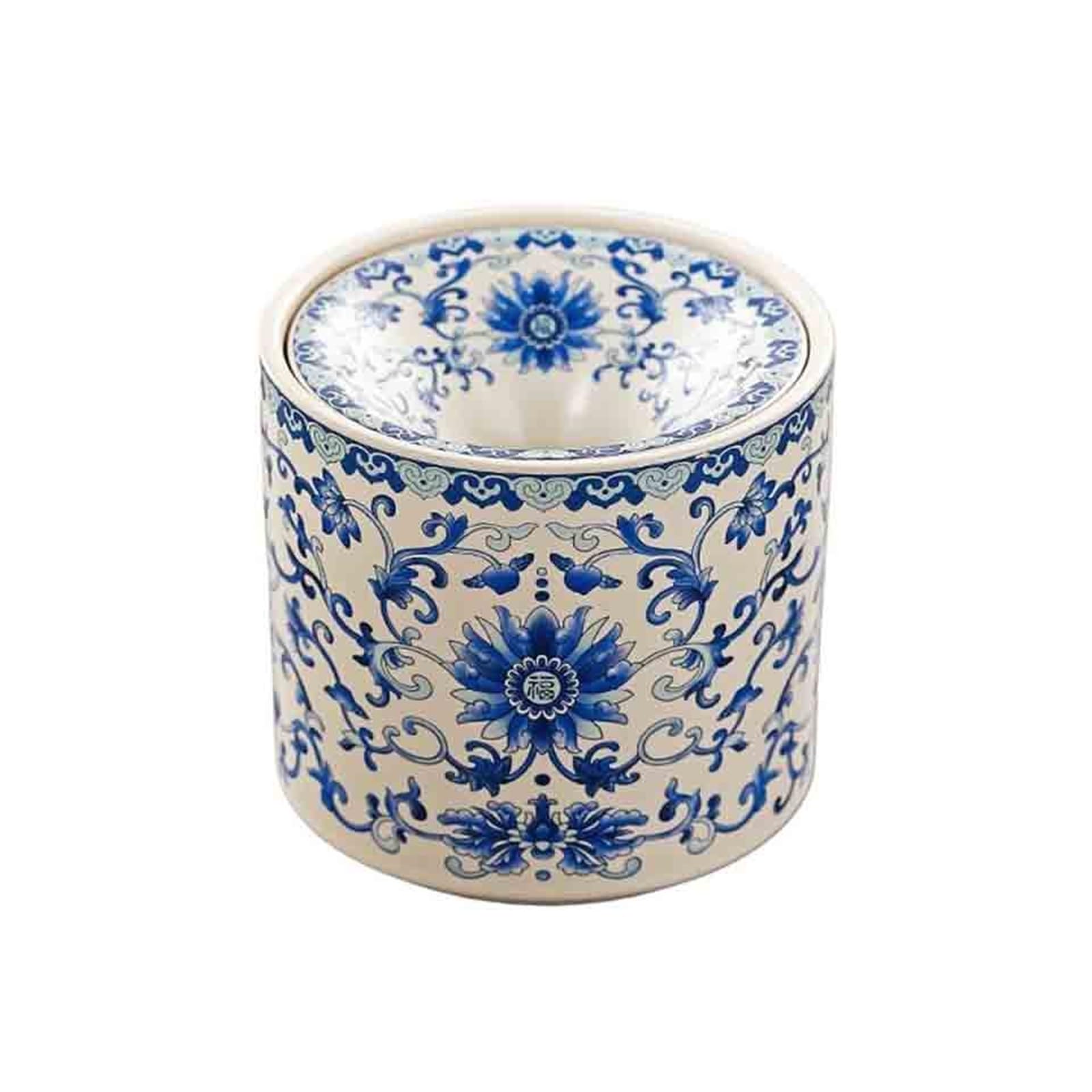 Practical ashtray Retro Ceramic Funnel Ashtray Round Blue and White Porcelain Style Suitable for Home Living Room and Office Desks