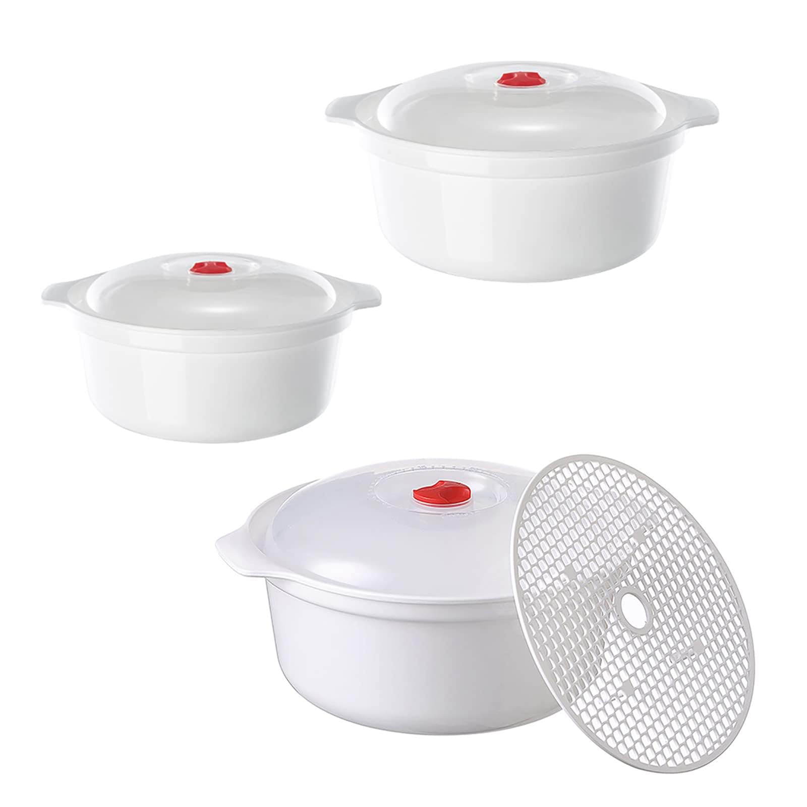 NALACAL 3 PCS Microwave Safe Bowl with Lid, BPA Free Microwave Cookware Heating Dish Microwave Dish Noodle Bowl Soup Heating Bowl Dishwasher and Microwave Safe College Dorm Essentials for Boys Girls