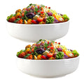 Large Serving Bowls Set,Ceramics Pasta Plates,2PCS 9.5'' Salad Bowl Set for Serving Soup, Pasta, Noodle,Kitchen Tableware Plate Mixing Containers, White Big Soup Bowls Plates,Microwave Dishwasher Safe