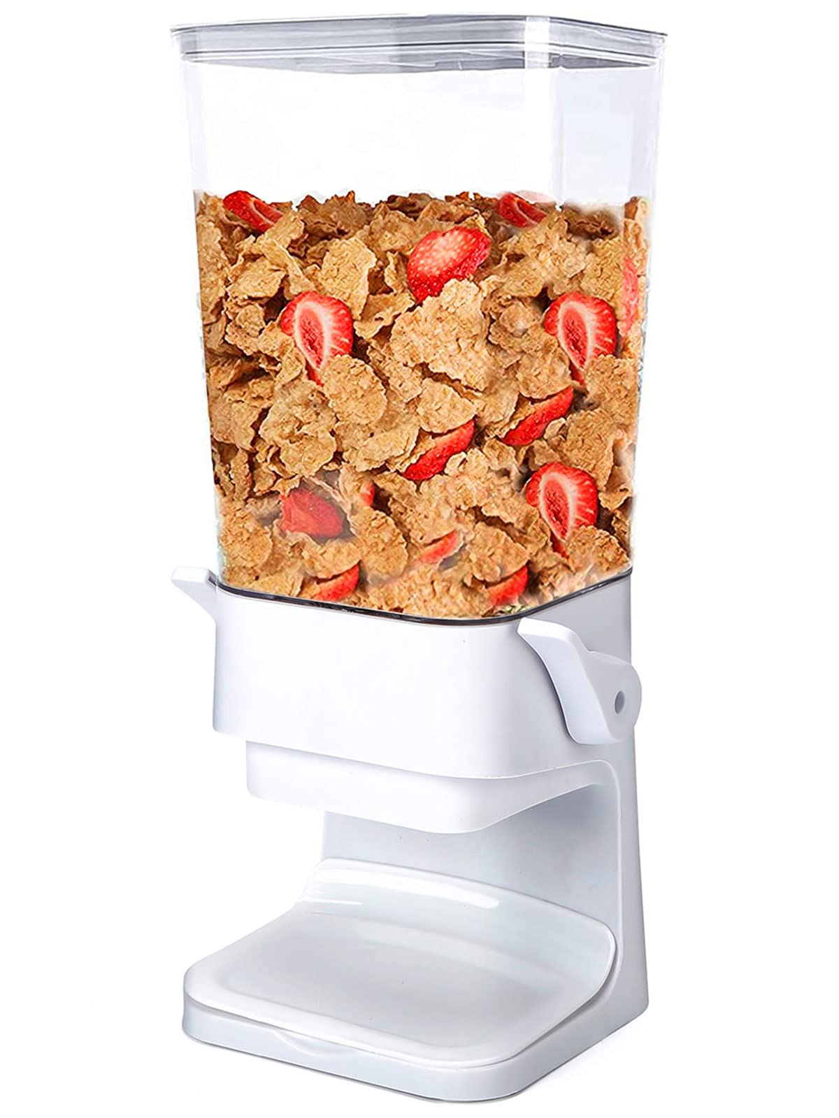 Conworld Cereal Dispenser, Cereal Containers Storage, Big Cereal Dispenser Countertop - Not Easy to Crush Food, Cereal Container For Pantry Organization And Storage (White, 5.5 Qt)
