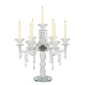 Crystal Candelabra Candlestick Candle Holder,7 Arm Wedding Floor Candelabra,Candelabras Candle Holder, Antique Candle Floral Centerpiece Stand for Events, 14in, Clear, AK-2986