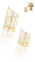 Christmas Candle Pillar & Tealight Holder Set (Gold/Glass) - Elegant Home Decor, Centerpiece for Holiday Tables, Wedding, Party, or Any Special Occasion - 2 pcs