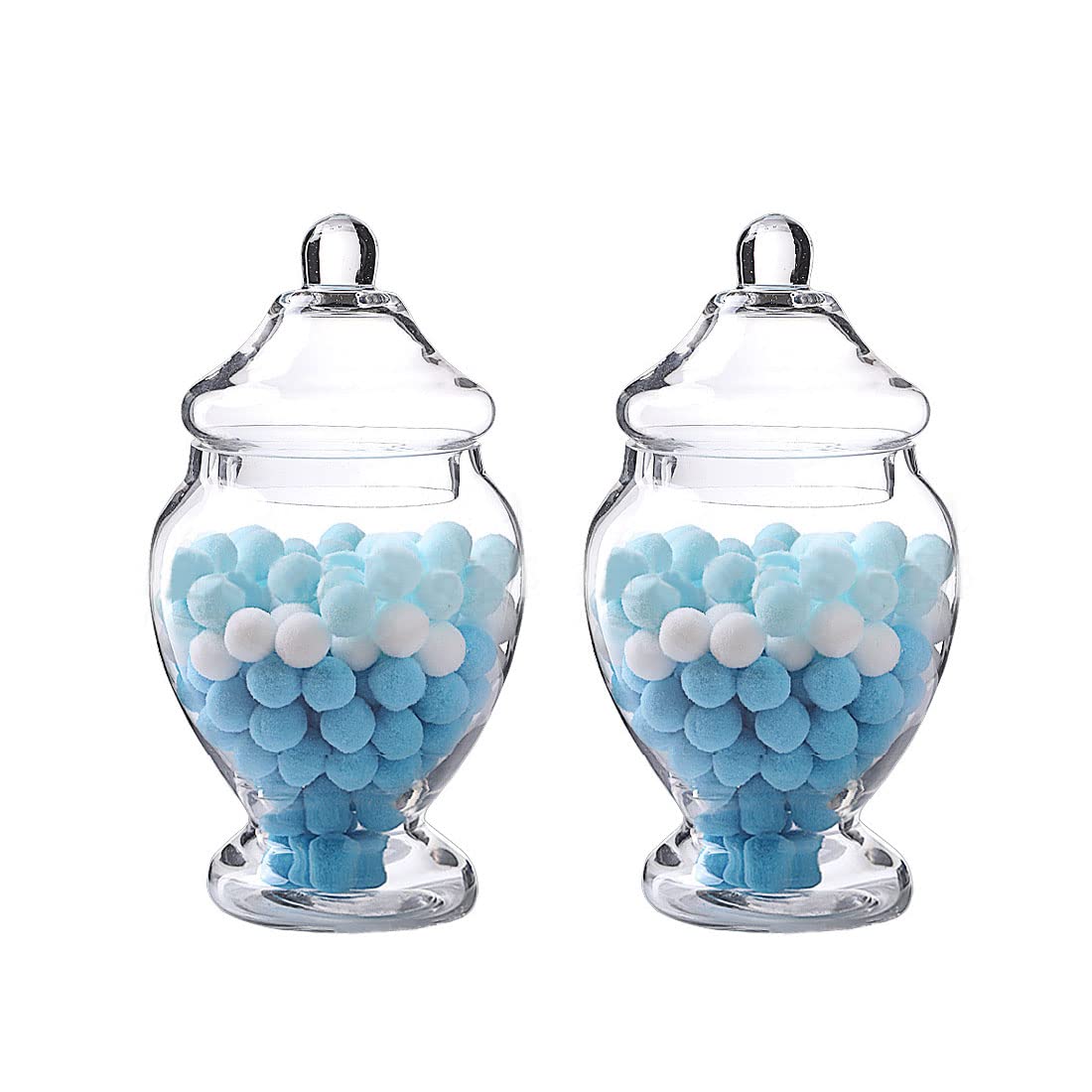 Glass Apothecary Jars 45 Ounce Decorative Candy Cookie Jars ?Clear Elegant Storage Jar with lids Canisters Sets for the Kitchen Wedding Home Centerpiece Candy Buffet Set of 2