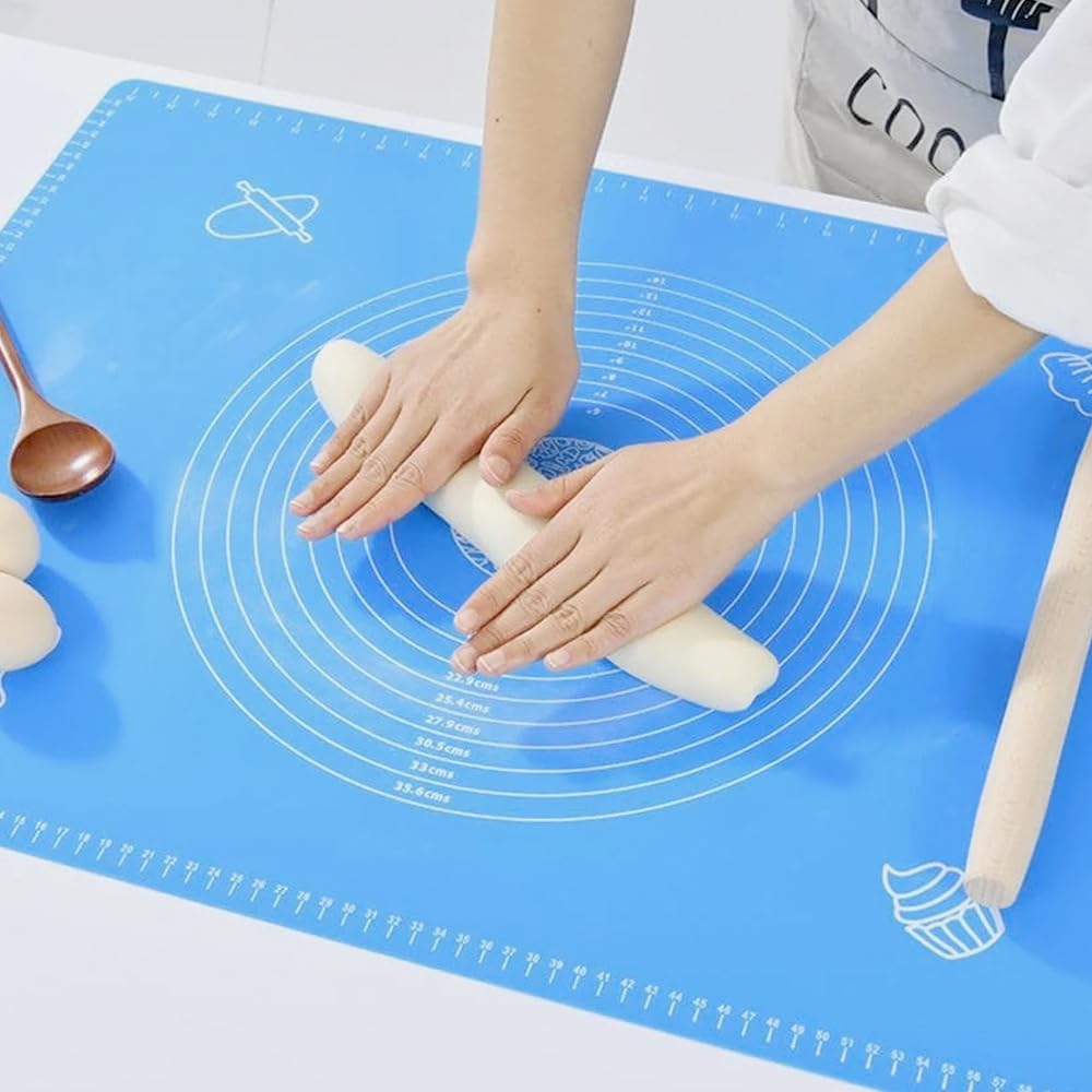HEXAR® Silicone Baking Mat for Rolling Pastry Dough, 65cm x 45cm Food Grade Silicone Non-stick and Non-Slip Sheet Baking Supplies for Bake Pizza Cake, Multicolor