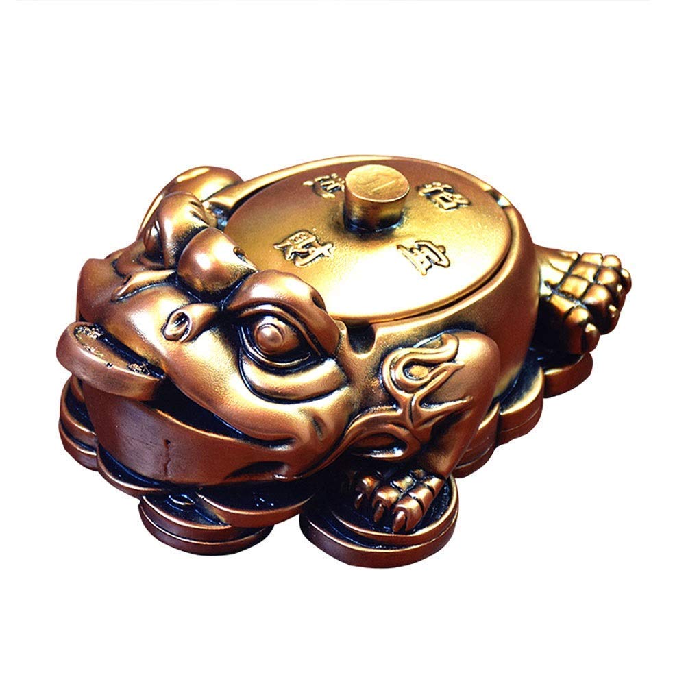 Ashtray Chinese Style Retro Style Creative Embossed Lucky Cover with Ashtray Large Personality Classical Office Living Room Study Decoration Craft (Color : Metallic, Size : F)