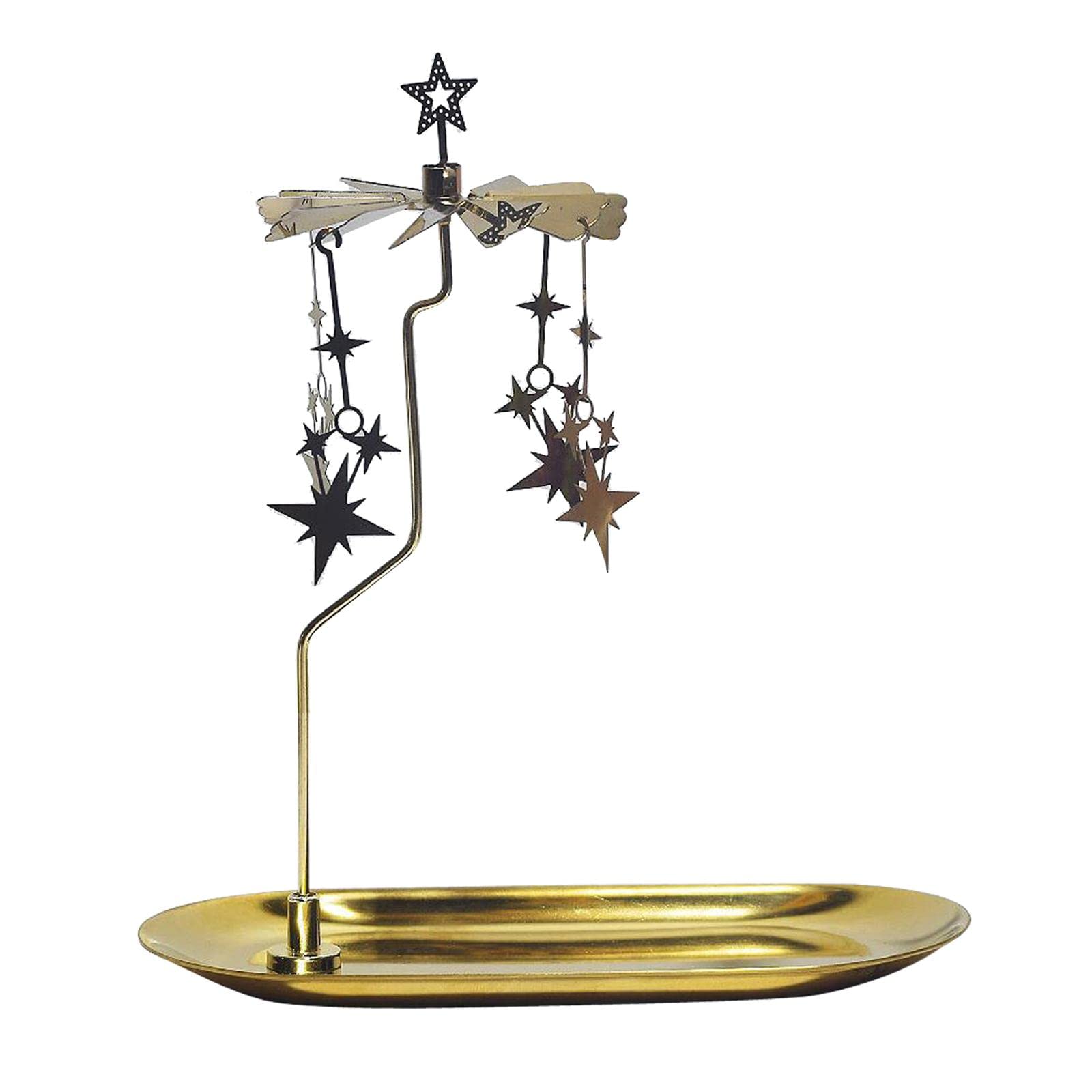 MagiDeal Rotary Rotating Candlestick Holder Carousel Table Decor Decoration Tea Light for Romantic Wedding Living Room Scented, Stars