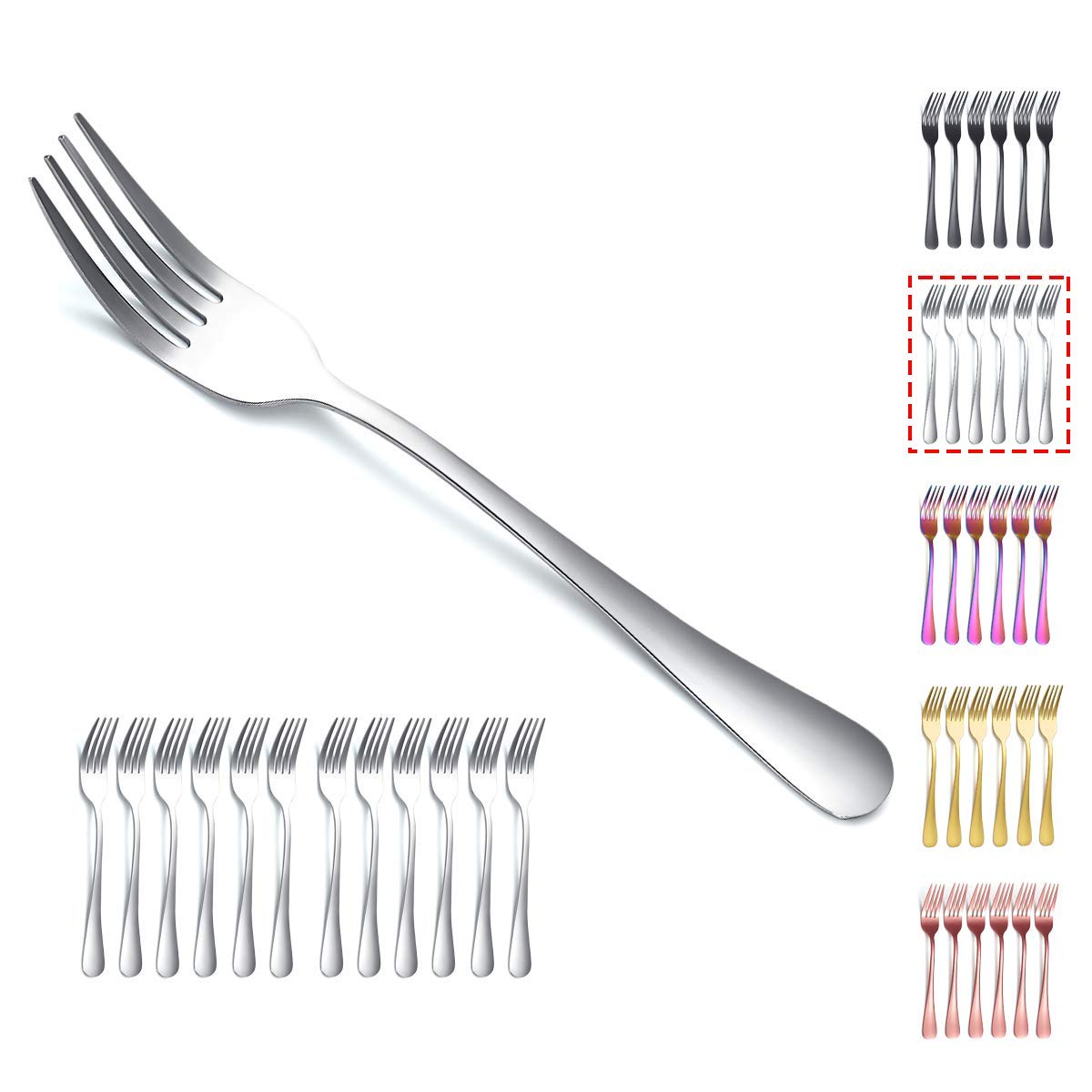 Kyraton Dinner Fork 12 Pieces, Stainless Steel 8.17 Inch Forks Silverware, Table Forks Set of 12
