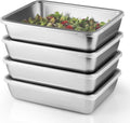 MyLifeUnit 4 Pcs Stainless Steel Food Containers with Clear Lids, Stackable Snack Storage Boxes, Deli Meat Keeper for Refrigerator or Picnic, BBQ Party, Office, Gym Lunch