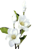 25" Real Touch Artificial Magnolia Flowers - Home Decor, Wedding Bouquets, Mother’s Day (2 Pack Ivory White)