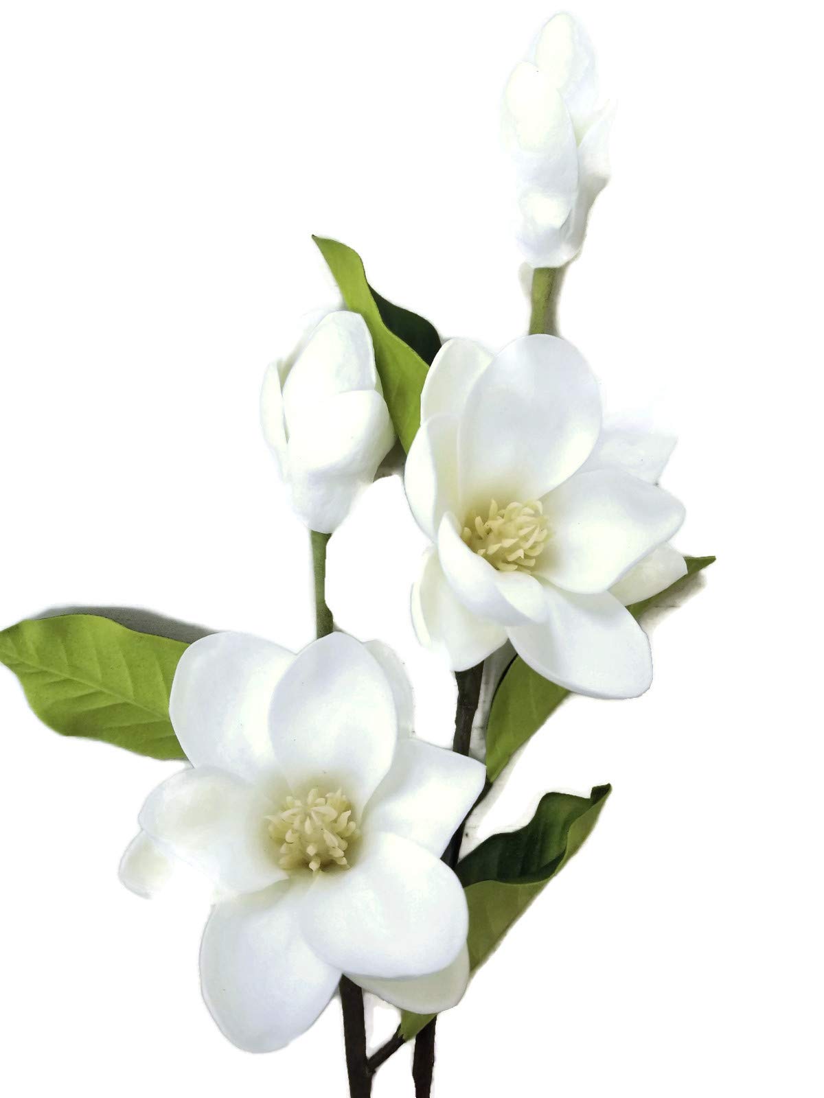 25" Real Touch Artificial Magnolia Flowers - Home Decor, Wedding Bouquets, Mother’s Day (2 Pack Ivory White)
