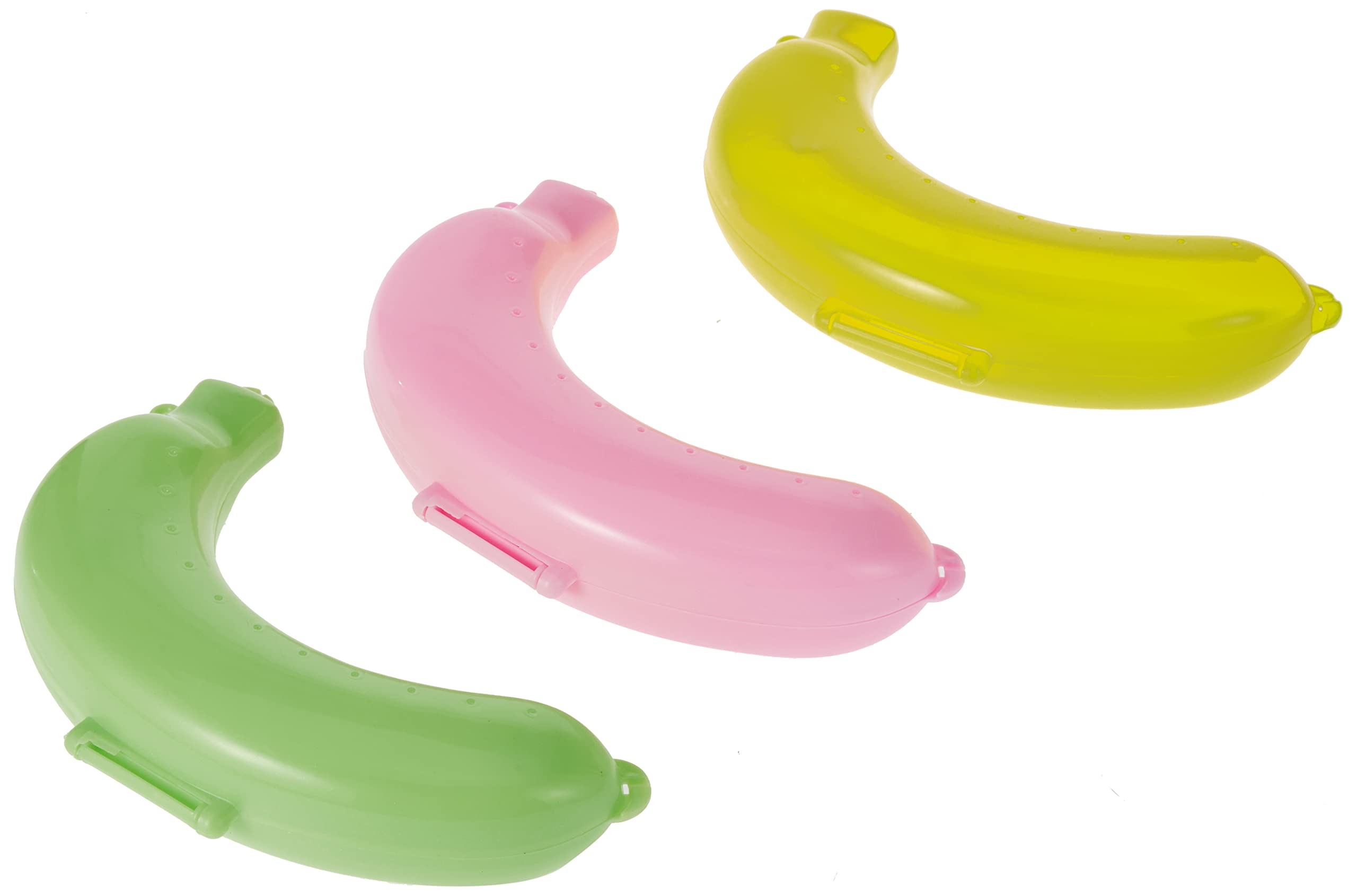 YumLock 3PCS Plastic colourful Banana Protector Container Box Holder Case Food Lunch Fruit Storage Outdoor Travel Cute Banana Protector Storage Box
