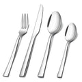 E-far 24-Piece Silverware Set, Stainless Steel Flatware Tableware Set for 6, Eating Dinner Utensils for Home Restaurant Party, Include Spoons, Fork, Knife, Square Edge & Mirror Finish, Dishwasher Safe