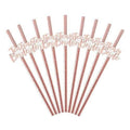 Team Bride Straws- 10pcs Rose Gold Paper, Food Grade Straws- Bride to Be Tableware Props for Bridal Shower-Hens Party, Wedding & Bachelorette Party Decorations