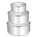 E-far Deep Cake Pan Set of 3 (6 inch/8 inch/9½ inch), Stainless Steel Round Layer Cake Baking Pans, Metal Tier Cake Tins for Wedding Birthday, Leak Proof & Straight Side, Non-toxic & Dishwasher Safe